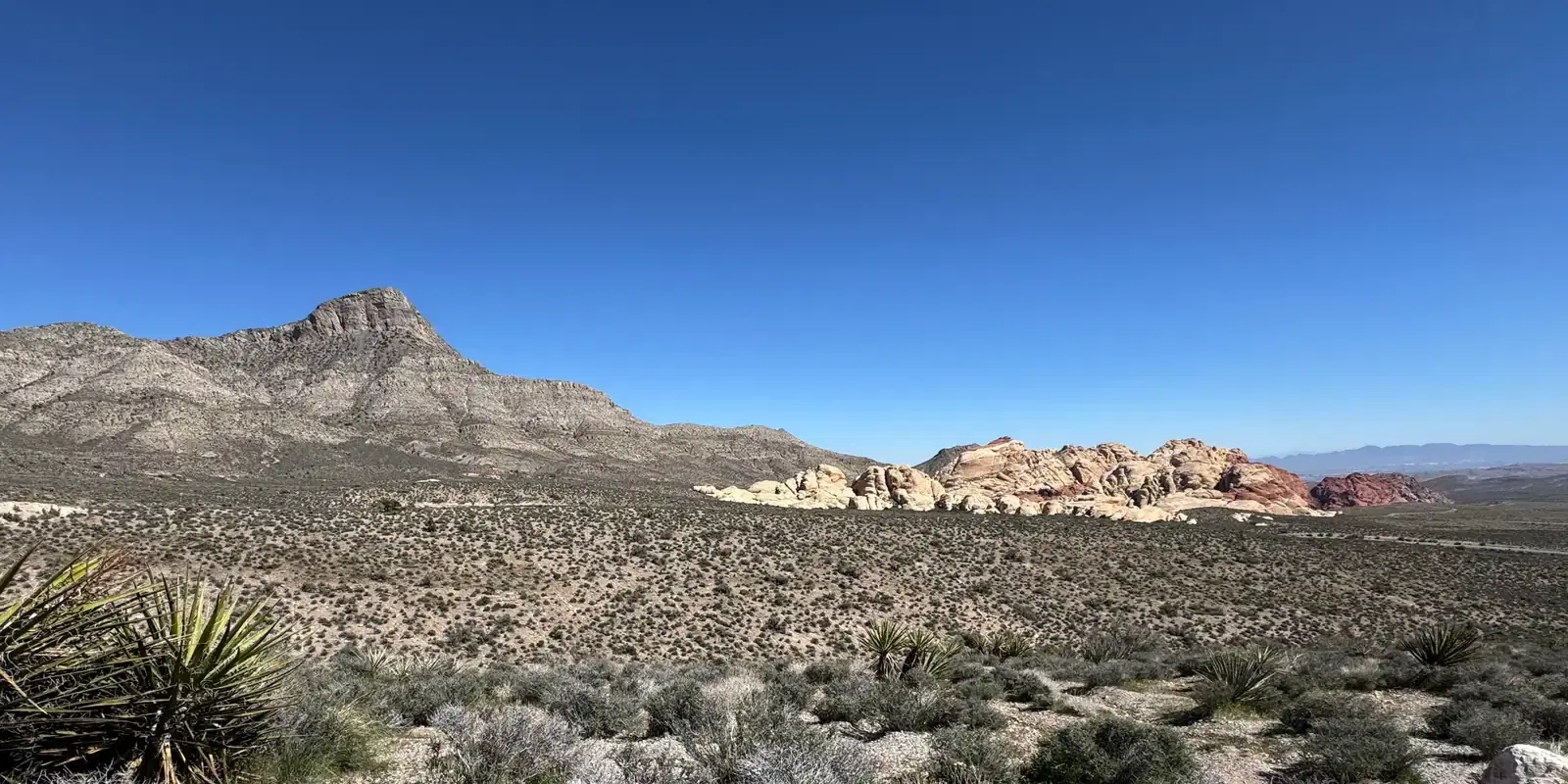 Wide Nevada desert view across the Red Rock Canyon foothills.